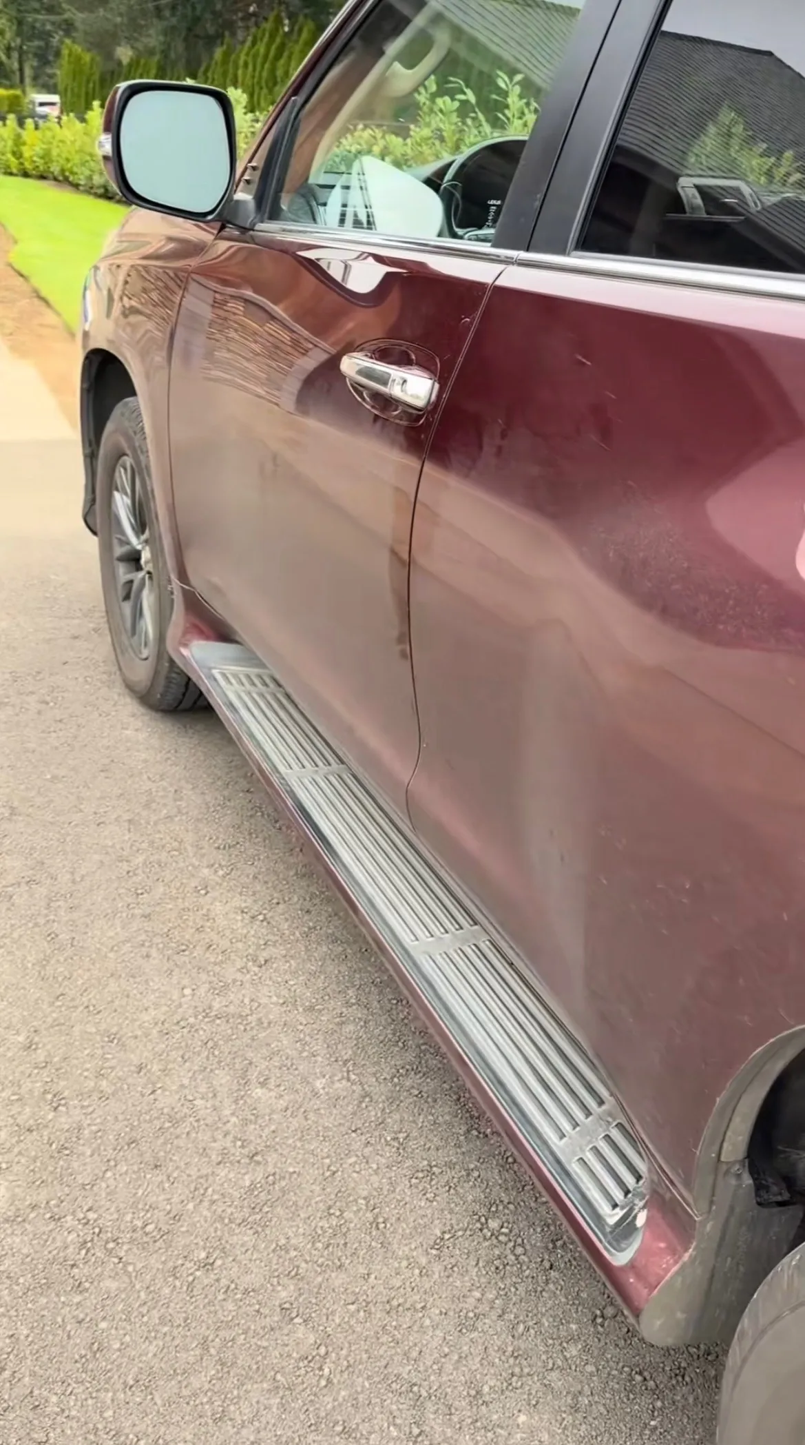 Lexus GX exterior door and rocker panel dusty before detailing